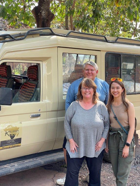 Bill and I with our safari buddy, Charis, exploring What’s a Tanzania Safari really like?