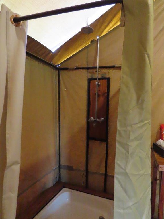 The shower inside our tent
