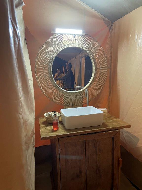 Sink area in our tent at Lake Manyara Safari Lodge