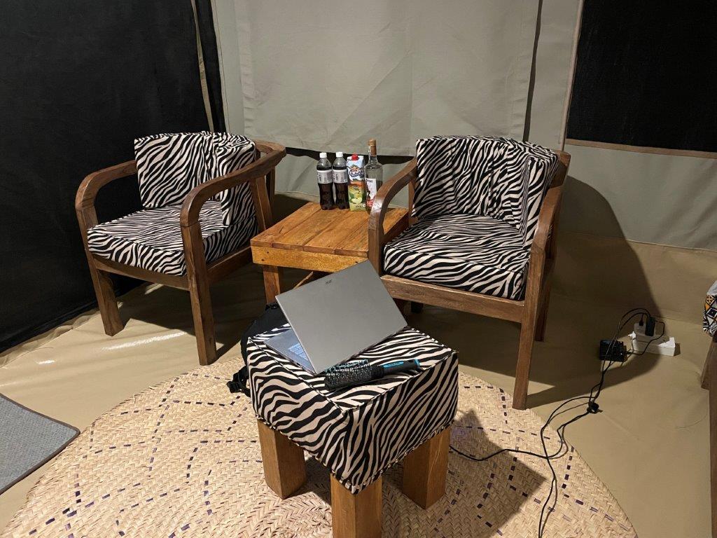 Our little seating area in our tent at the Lake Manyara Safari Lodge