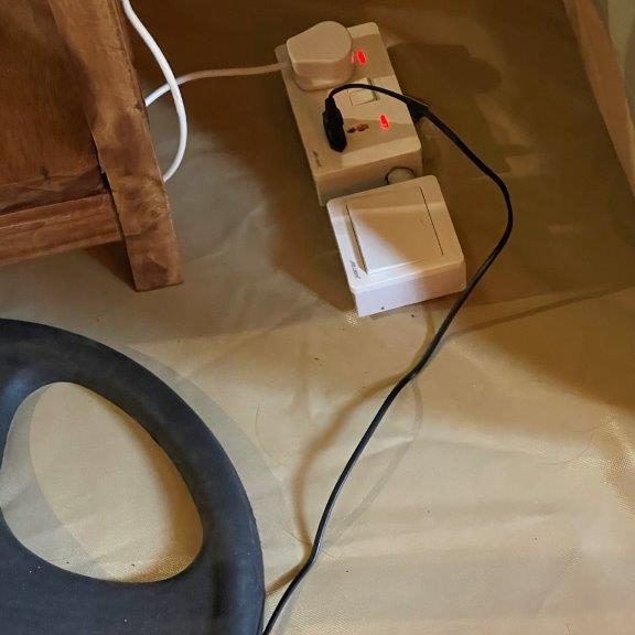 Electrical outlets on the floor of our tent