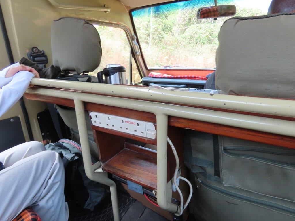 Lots of amenities - hand rails, electric plugs and shelves to place our items on