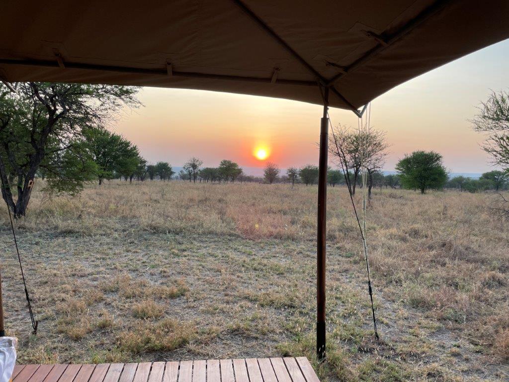 Sunrise from the deck of our tent