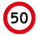 Sign with a thick red circle and a big number in the middle tells you how many kilometers per hour you can safely drive in New Zealand