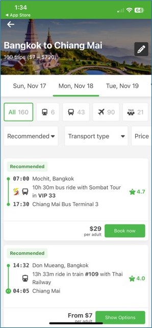 Thailand Facts: The 12Go Asia app is great for figuring out the best way to get from Point A to Point B.