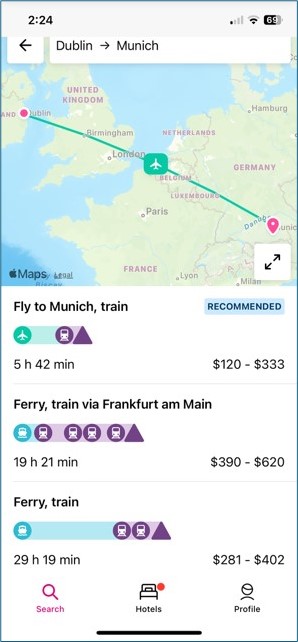 The Rome2Rio app can also help you plan travel from Ireland to Germany.