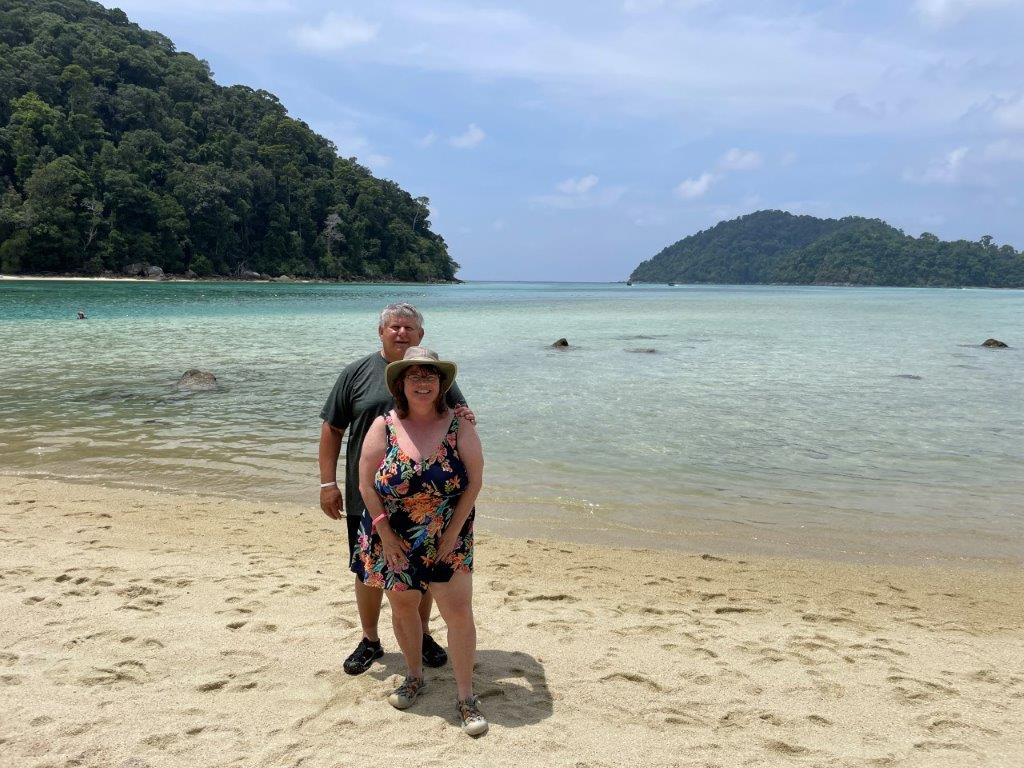 Kari & Bill on the beach in the Surin Islands, in the Andaman Sea off the west coast of Thailand.