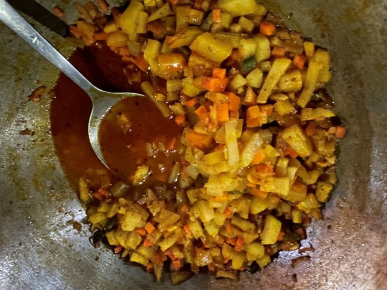 Picadillo de chayote is chopped vegetables and Chayote squash.