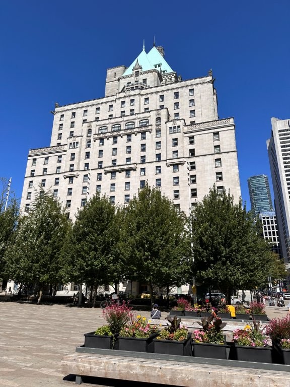 Iconic Fairmont Hotel Vancouver exterior, a luxury downtown landmark and one of the best places to stay in Vancouver