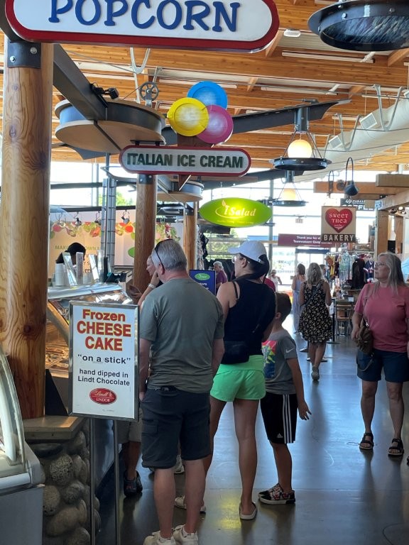 Travelers lined up for sweet treats and snacks at the Tsawwassen ferry terminal’s indoor market.