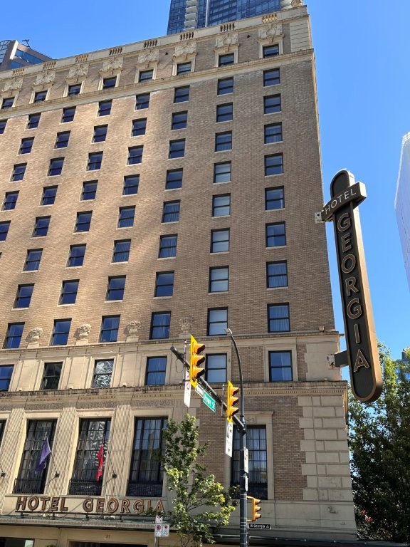 Historic Rosewood Hotel Georgia exterior in downtown Vancouver, a mid-range hotel blending elegance with modern style