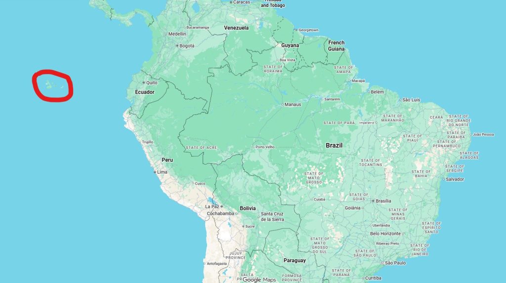 A map of northern South America shows the Galapagos Islands circled in red far off the coast of Ecuador in the Pacific Ocean. This Galapagos Travel guide helps first-time visitors understand where the Islands are located before planning the rest of the trip.
