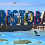 The colorful San Cristóbal sign on the waterfront celebrates the island’s wildlife and marks a fun photo stop in Puerto Baquerizo Moreno.