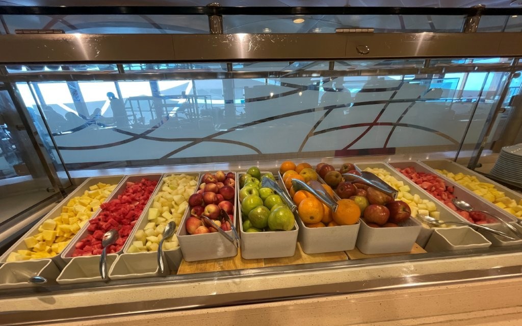 One of the buffet serving stations aboard Sapphire Princess during breakfast. Different stations change throughout the day depending on the meal and menu.