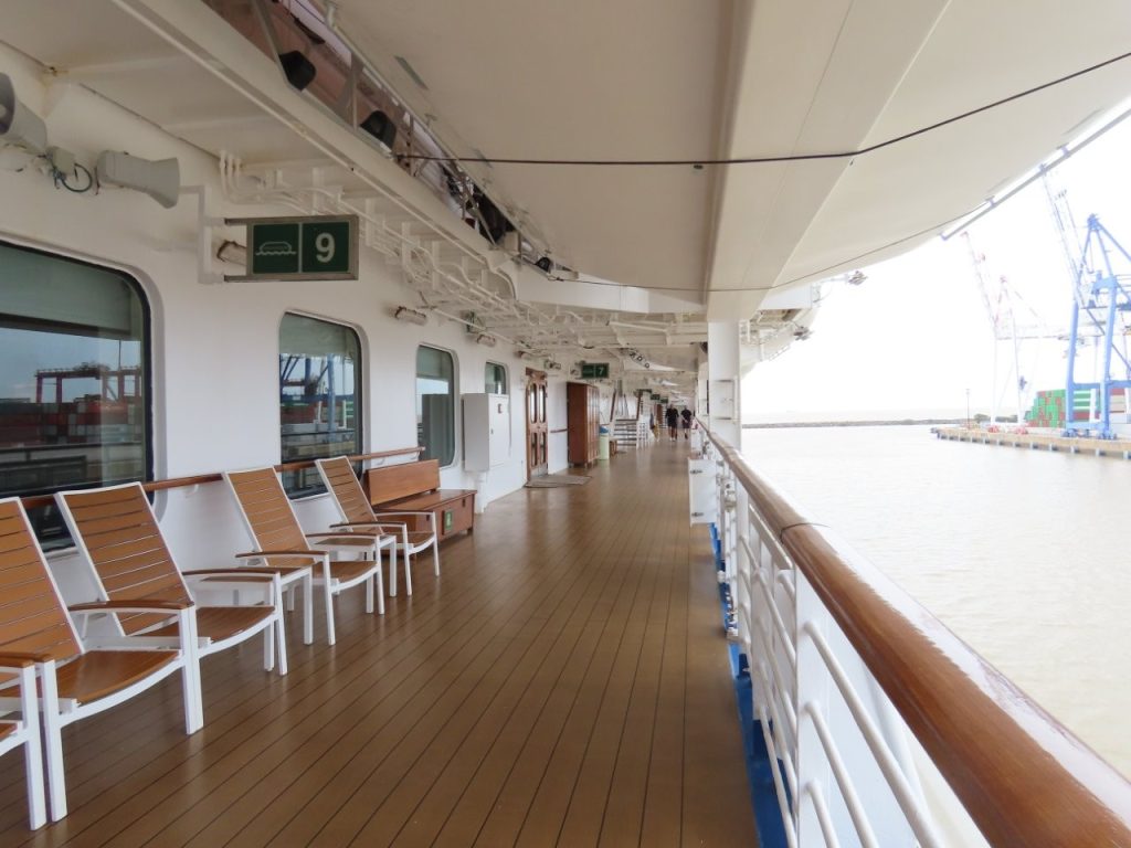 The Promenade Deck wraps around much of Sapphire Princess and became one of our favorite ways to get around the ship. It's also a wonderful place for a walk and ocean views.