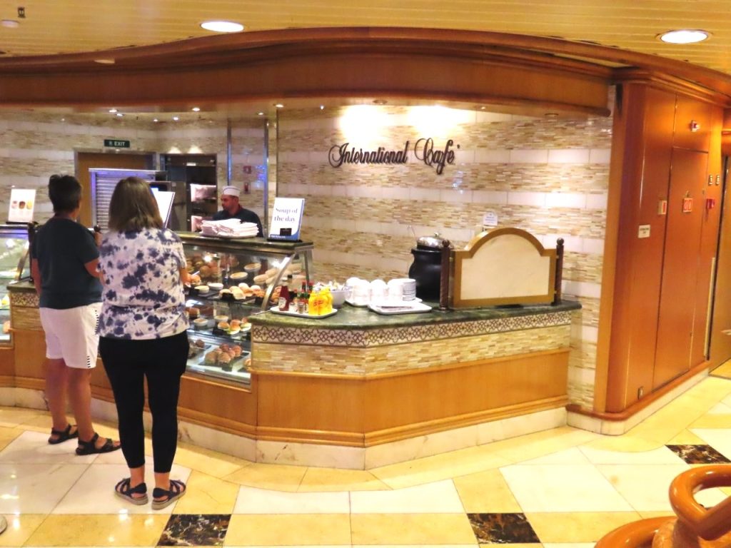 The International Café stays open around the clock for coffee, pastries, sandwiches, and light meals. It quickly became one of the most convenient places to grab something between activities.