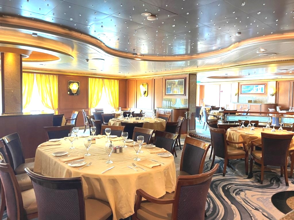 The elegant International Dining Room aboard Sapphire Princess served one of our favorite breakfasts on the ship. We wish we'd discovered it much earlier in the cruise.