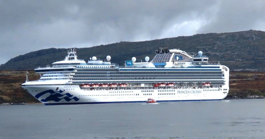 Sapphire Princess rests at the dock in Ushuiaia Argentina, one of our ports of call. We spent 17 nights aboard and would happily sail her again for the right itinerary.
