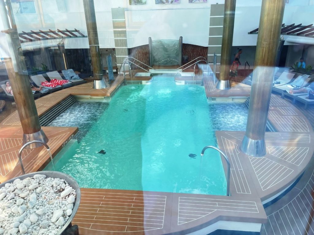 The indoor Solarium offers several hot tubs and a therapy swimming pool, plus tons of deck chairs to relax on. This adults-only retreat became one of our favorite places to escape the busier outdoor pool.
