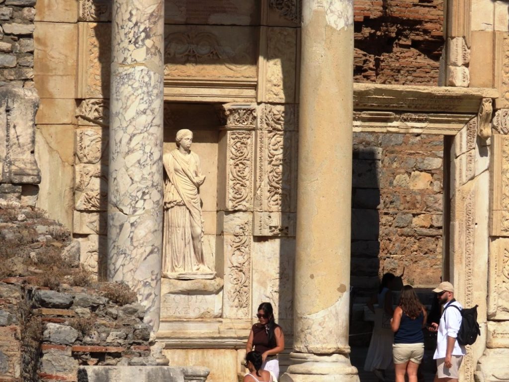 Ornate columns, statues and carved stonework cover the two-story façade of the Library of Celsus at Ephesus. Seeing this remarkably preserved ancient city up close made the short trip from the Kusadasi cruise port worthwhile.